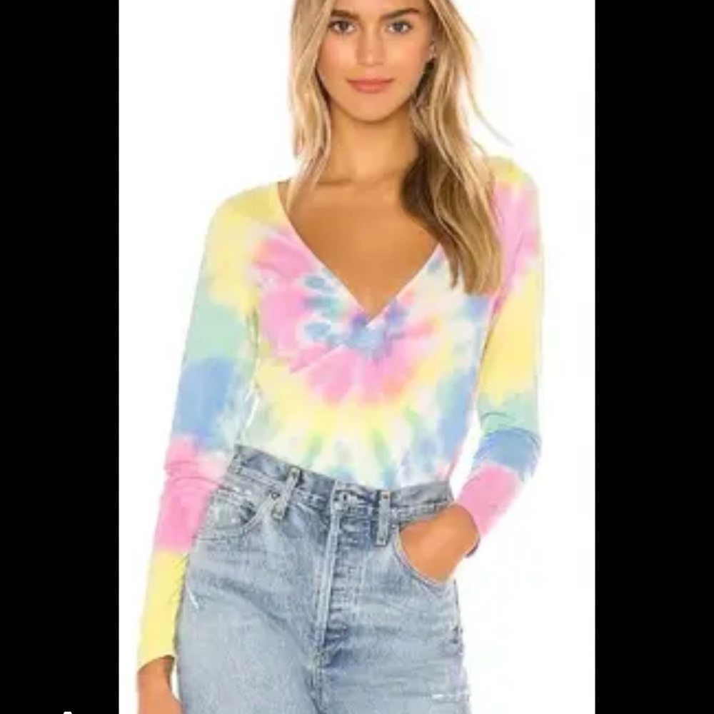 Chaser Multicolor Tie-Dye Ballet Wrap Top
